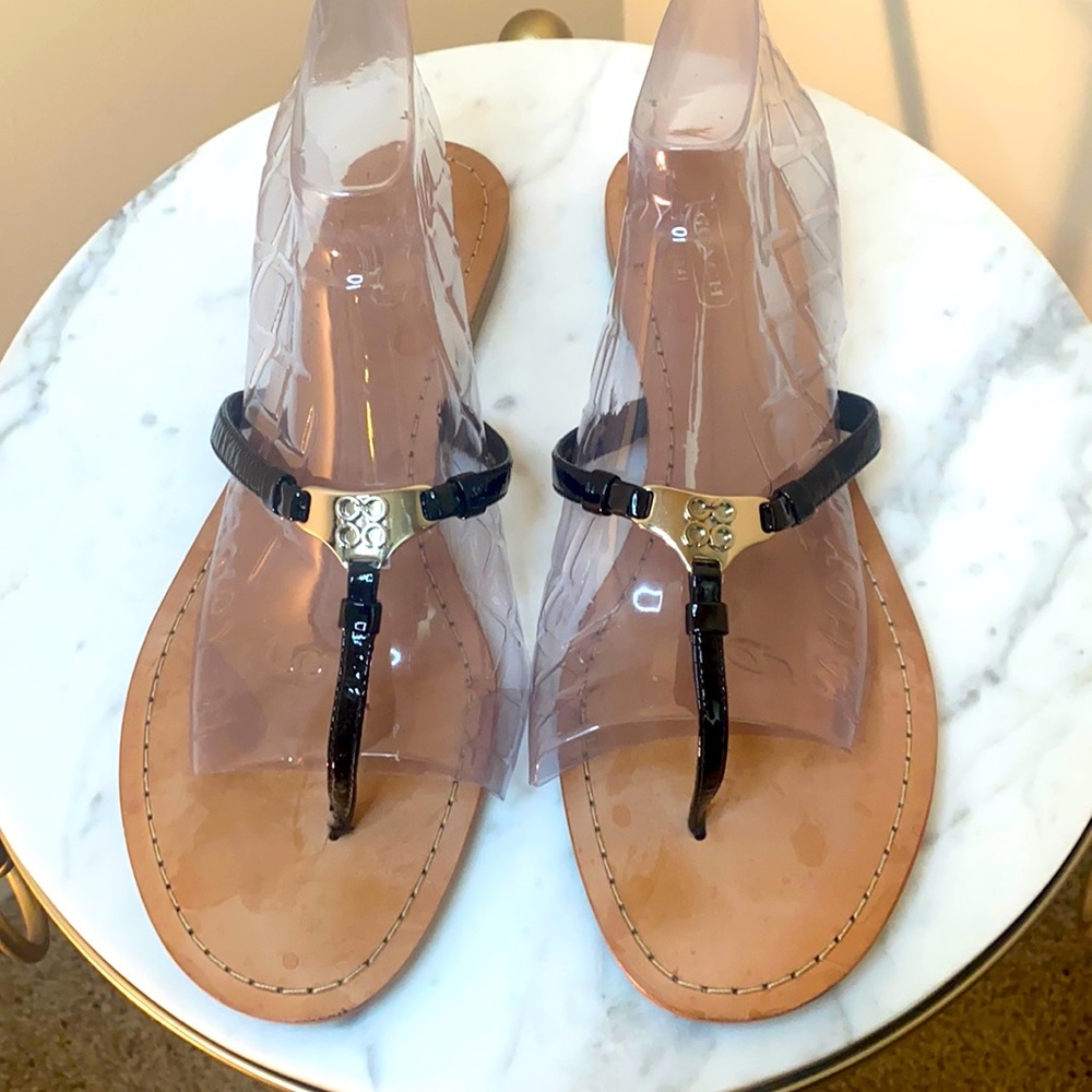 Coach Rachael crinkle patent leather sandals